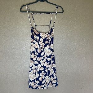 Free People blue and beige floral backless mini dress size small